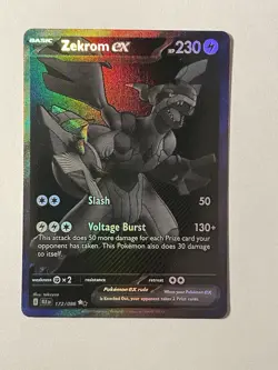 --Pokemon 2025 Black Bolt Zekrom ex 172/086 Black White Rare Near Mint-- - Image 1