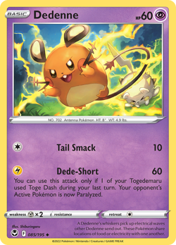 Dedenne 85/195 Uncommon | Silver Tempest | Pokemon Card - Image 1