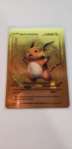 2017 POKEMON TGC RAICHU FAN ART GOLD FOIL TRADING CARD 083/110 - Image 1