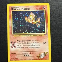 Blaine's Moltres 1/132 Pokemon TCG Gym Heroes Holo Foil Rare Card Played MP - Image 1