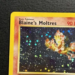 Blaine's Moltres 1/132 Pokemon TCG Gym Heroes Holo Foil Rare Card Played MP - Image 2