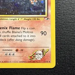 Blaine's Moltres 1/132 Pokemon TCG Gym Heroes Holo Foil Rare Card Played MP - Image 4
