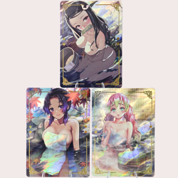 3×Demon Slayer Nezuko Hot Spring Doujin Card Goddess Stroy Waifu ACG Holo - Image 1