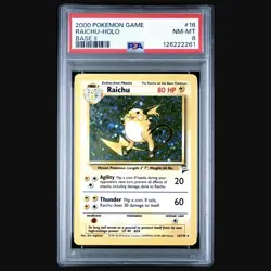 Pokemon 2000 Base Set 2 Raichu Holo Rare Card #16/130 Vintage, Near Mint PSA 8 - Image 1