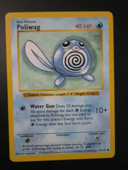POLIWAG BASE SHADOWLESS POKEMON CARD 59/102 NEVER PLAYED COND NM- - Image 1