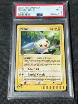 Pokemon Card - Minun 7/97 - EX Dragon - Holo - PSA 9 Mint - Image 1