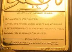 Pokemon Jigglypuff Trading Card Bar 23K Gold Plated 1999 Burger King Nintendo - Image 3