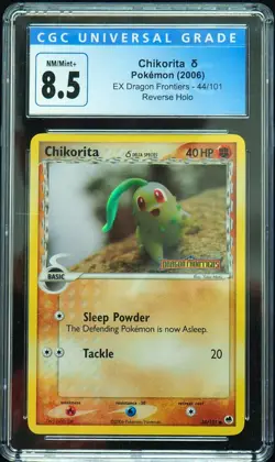 Chikorita 44/101 Reverse Holo CGC 8.5 NM-Mint EX Dragon Frontiers Pokemon Card - Image 1