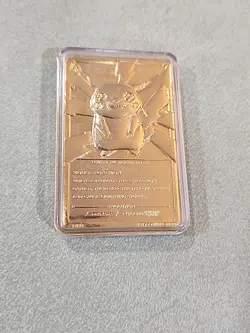 23K Gold Plated 1999 Burger King Pokemon PIKACHU Trading Card Bar - Image 2