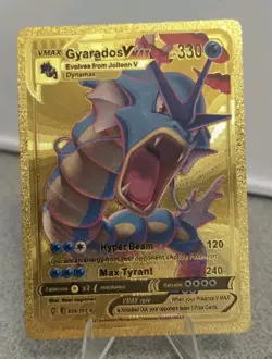 Pokemon Gyarados VMAX 330hp Gold Foil Fan Art Collector Card TCG - Image 1