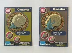 1999 Pokemon Poke Trivia Omanyte & Omastar Burger King Perforated Cards - Image 1