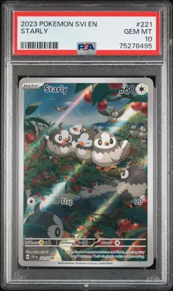 2023 POKEMON SVI EN-SCARLET & VIOLET ILLUSTRATION RARE #221 STARLY PSA 10 - Image 1