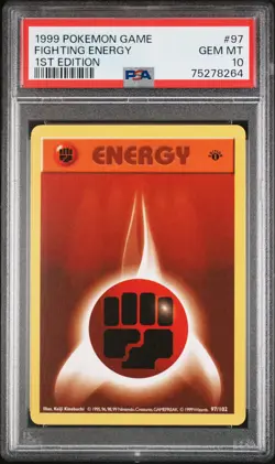 1999 POKEMON BASE SET 1ST EDITION #97 FIGHTING ENERGY PSA 10 - Image 1
