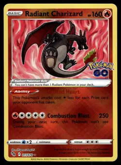 Radiant Charizard 011/078 Pokemon GO Radiant Rare Pokemon - Image 1