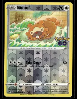 Bidoof 059/078 Pokemon GO Reverse Holo Common Peelable Ditto Pokemon - Image 1