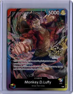 One Piece TCG Monkey D. Luffy Leader P 3rd Anniversary Stamped Promo - Image 1