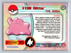 Ditto #132 Topps Trading Cards Series 3 Pokemon Near Mint - Image 2
