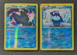 reverse holo Empoleon 38/162 & Prinplup 37/162 Pokemon card XY BREAKthrough NM - Image 1
