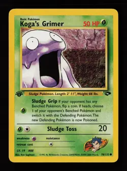 Koga's Grimer 78/132 1st Edition Common Gym Challenge Pokemon Cards - Image 1