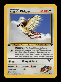 Koga's Pidgey 49/132 1st Edition Uncommon Gym Challenge Pokemon Cards - Image 1