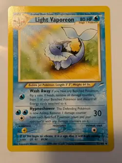 Pokemon TCG Light Vaporeon Neo Destiny Card 52/105 NM Non Holo - Image 1