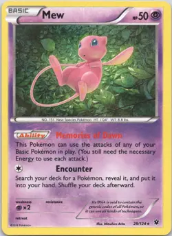 2016 XY - Fates Collide Mew Holo Rare #29/124 - Image 1