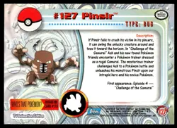 Pokemon TCG #127 Pinsir Topps Series 3 - Image 2