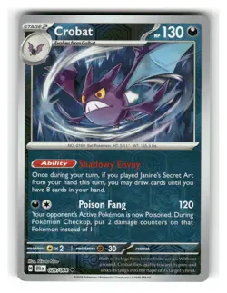 Crobat 029/064 Uncommon Shrouded Fable Pokemon Reverse Holo Near Mint - Image 1