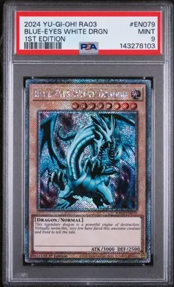PSA 9 Yugioh Blue-Eyes White Dragon Quarter Century Rare PSA 10 RA03-EN079 - Image 1