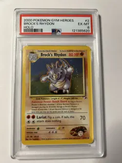 Pokemon TCG Brock's Rhydon Gym Heroes 2/132 Holo Unlimited Rare Psa 6 - Image 1