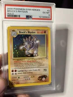 Pokemon TCG Brock's Rhydon Gym Heroes 2/132 Holo Unlimited Rare Psa 6 - Image 3