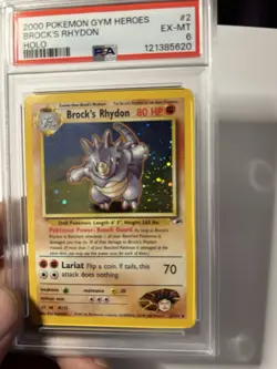 Pokemon TCG Brock's Rhydon Gym Heroes 2/132 Holo Unlimited Rare Psa 6 - Image 4