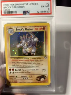 Pokemon TCG Brock's Rhydon Gym Heroes 2/132 Holo Unlimited Rare Psa 6 - Image 5