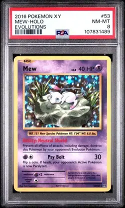 Pokemon PSA 8 NM-MT Mew 53/108 Evolutions Holo - Image 1