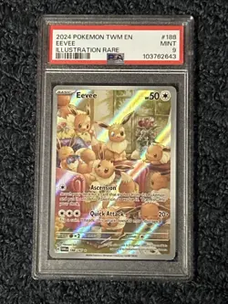 Pokemon Eevee Graded PSA MINT 9 188/167 Twilight Masquerade Secret ill Rare Holo - Image 1