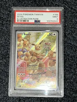 Pokemon Eevee Graded PSA MINT 9 188/167 Twilight Masquerade Secret ill Rare Holo - Image 2