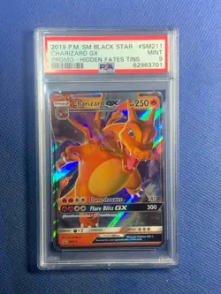 Pokemon Promo SM Hidden Fates Tins BLACK STAR CHARIZARD GX #SM211 PSA 9 - Image 1
