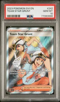 2023 POKEMON SVI EN-SCARLET & VIOLET ULTRA RARE #242 TEAM STAR GRUNT PSA 10 - Image 1