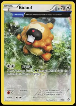 Bidoof 117/160 Uncommon Primal Clash Pokemon Heavily Played - Image 1