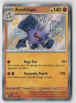 Annihilape 171/091 Shiny Rare Paldean Fates Pokemon Near Mint - Image 1