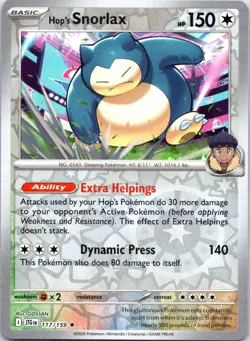 Hop's Snorlax 117/159 Rare Journey Together Pokemon Reverse Holo Near Mint - Image 1