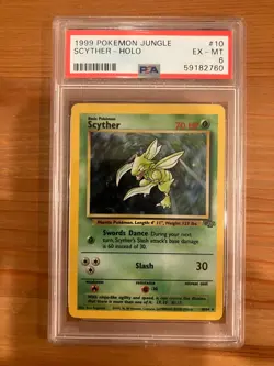 1999 Pokemon TCG Jungle 10 Scyther Holo Rare 10/64 PSA 6 EX-MT - Image 1