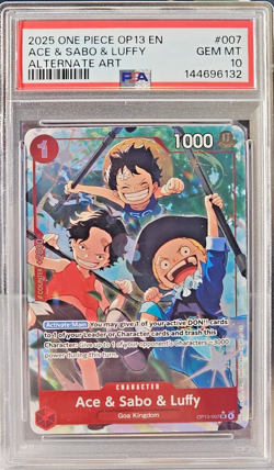 Ace & Sabo & Luffy (Alternate Art) OP13-007 Carrying On His Will PSA 10 - Image 3