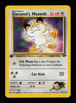 Giovanni's Meowth 74/132 1st Edition Common Gym Challenge Pokemon Cards - Image 1