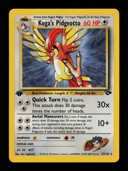 Koga's Pidgeotto 27/132 1st Edition Rare Gym Challenge Pokemon Cards - Image 1