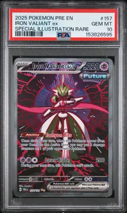 2025 POKEMON PRE EN-PRISMATIC EVOLUTIONS #157 IRON VALIANT EX PSA 10 - Image 1