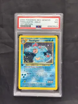Pokemon Cards: Neo Genesis 1st Edition Rare Holo: Feraligatr 5/111 PSA 7 - Image 1