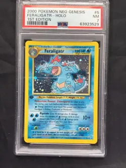 Pokemon Cards: Neo Genesis 1st Edition Rare Holo: Feraligatr 5/111 PSA 7 - Image 2