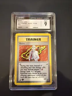 1st Edition Pokemon TCG - Blaine Holo Rare (17/132) - Gym Challenge - CGC 9 - Image 1