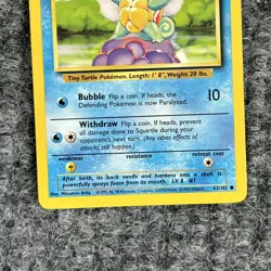 Vintage Pokemon Base Set Squirtle 63/102 Common NM - Image 4